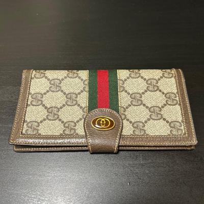 Used Antique GG Canvas Long Wallet