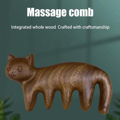 Peigne de Massage pour Chat Peigne de Massage des Méridiens Corporels Bois de Santal Cinq Dents Larges Peigne Acupuncture Circulation Sanguine