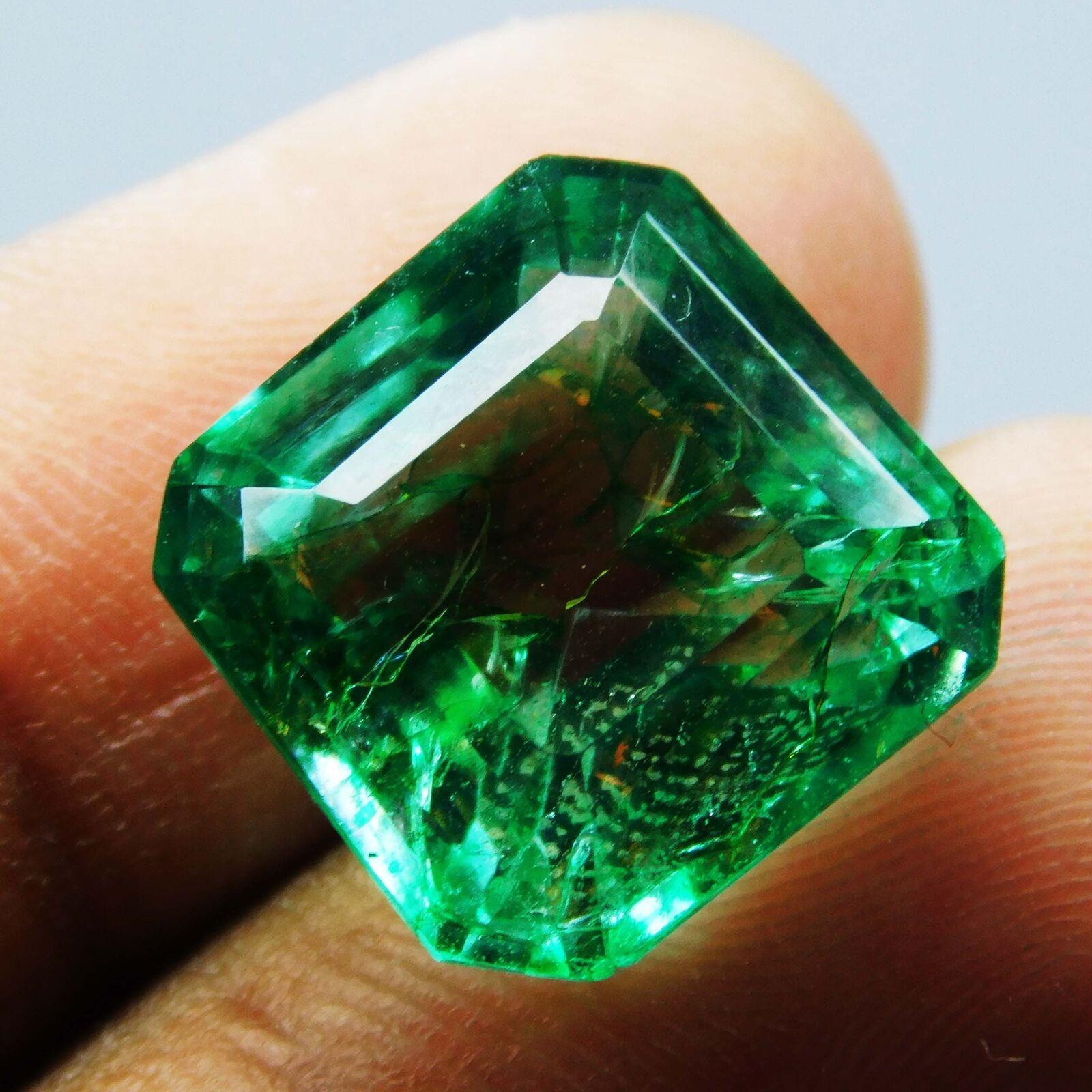 

Exclusive Green EMERALD Muzo Natural 6.90 Ct CERTIFIED Loose Gemstone Square Cut 13 mm зелений