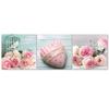 Set of Three Pictures Canvas Print Heart Roses Flowers