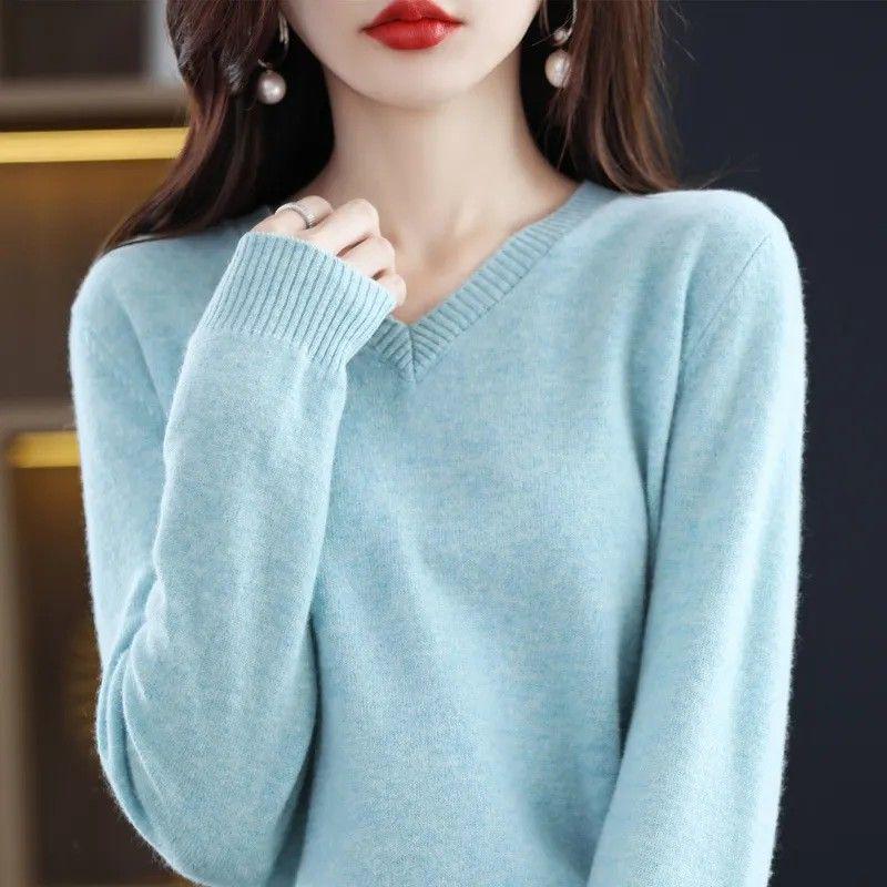 Australian Wool V-Neck Loose Knit Sweater for Women - 2025 Autumn/Winter Collection