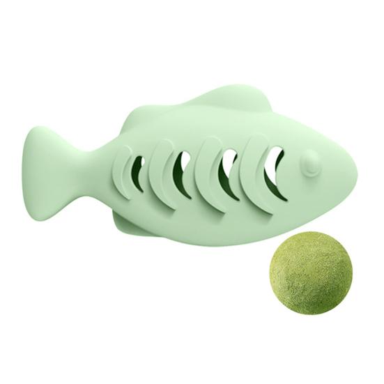 Silicone Fish Cat Toy with Catnip Balls Bite-Resistant Teeth Cleaning Toy for Indoor Cats Interactive Fish Doll for Bored Relief