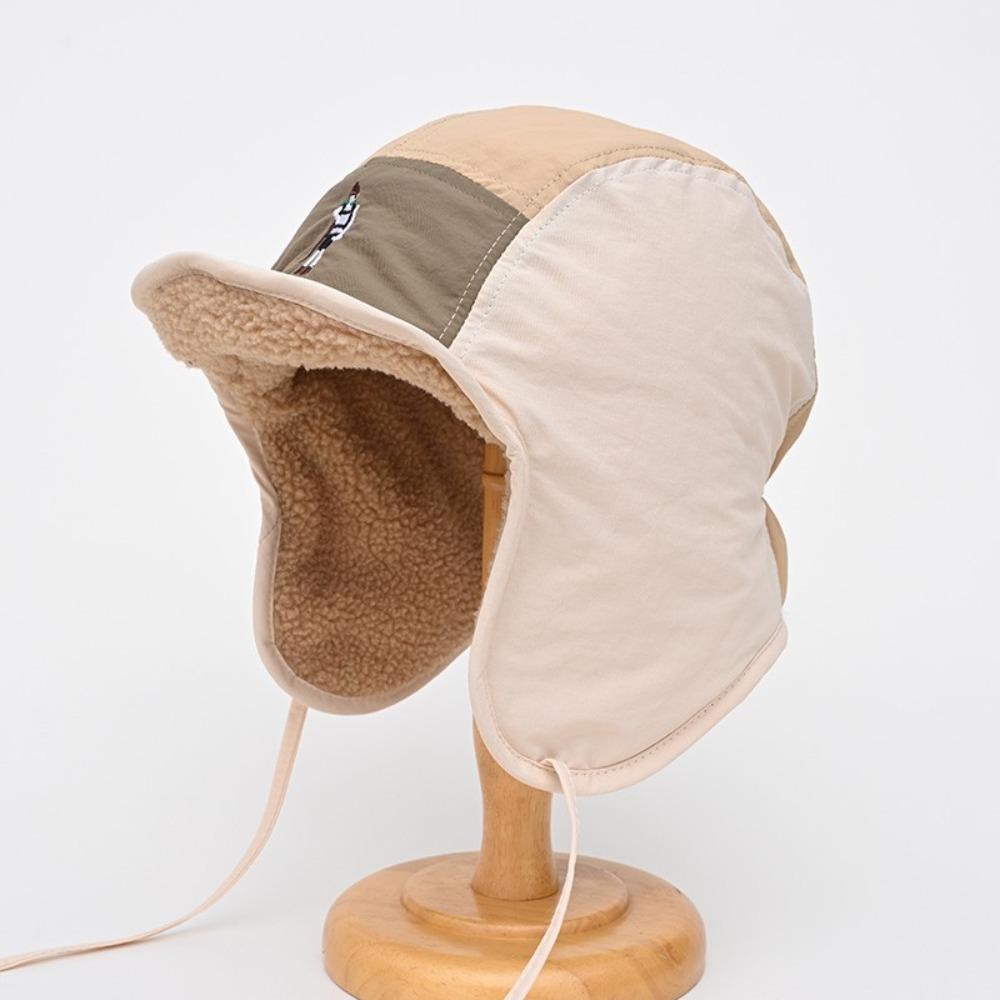 5-Panel Color Matching Winter Bomber Hats Fleece Warm Retro Cycling Cap Ear Protection Ski Pilot Cap Autumn Winter