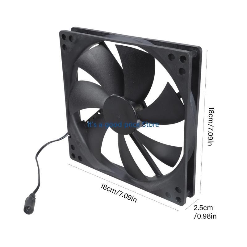 180mm Double Ball Bearing 12V Cooling Fan 5.5x2.1mm High Airflows Adjustment For PC Case Server Cabinet Ventilation Fan