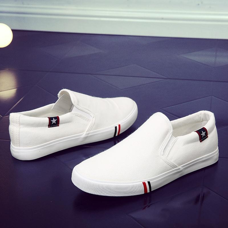 Мужская повседневная обувь Дышащая и легкая универсальная мужская парусиновая обувь Женская обувь для ленивых 35 белый 1833₽