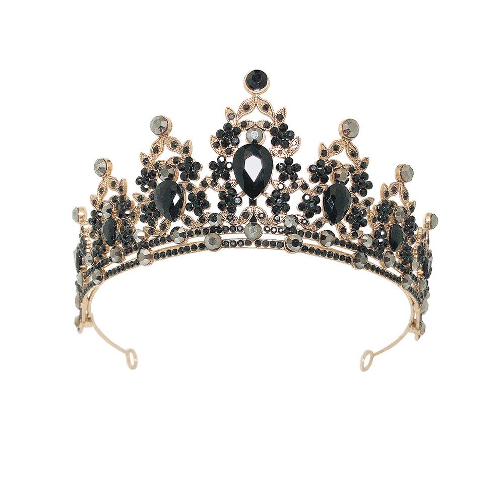 Szlachetny Czarny Kamień Szlachetny i Błyszcząca Diamentowa Tiara Ślubna Korona ze Stopu Tiara Ślubna Akcesoria do Włosów Tiara do Włosów Bankietowa i Wieczorowa