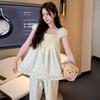 New cotton French court pajamas women's round neck short-sleeved trousers loungewear gentle pure cotton pajamas
