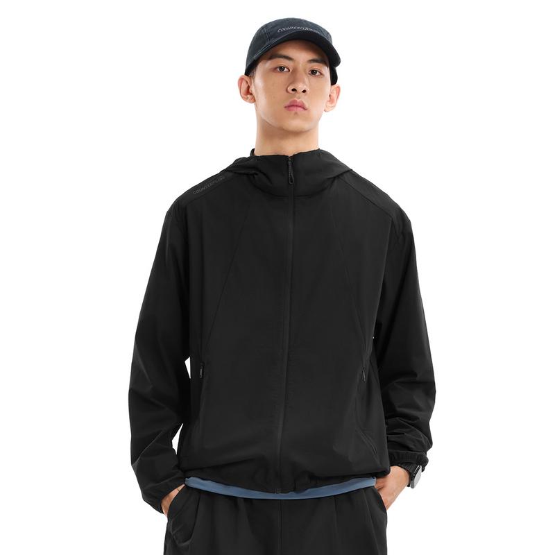 Li-Ning Lightweight Breathable Ice Feel Comfortable UPF50+ Hooded Sun Protection Jacket Men outerwear Black AFDWE57-1