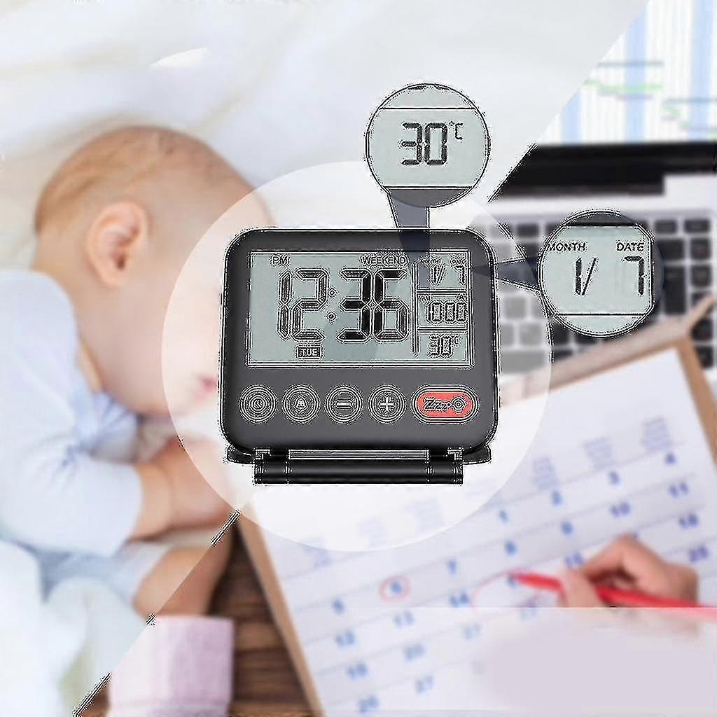 Foldable Digital Travel Alarm Clock Folding Bedside Clock With Snooze Mode - shang jue