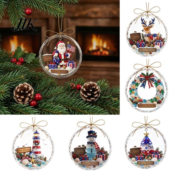 Xmas Tree Hanging Decor Christmas Acrylic Pendant for Holiday Decoration, 2D Flat Ocean Theme Ornament Decoration Gift Home Party Decor, Lightweight
