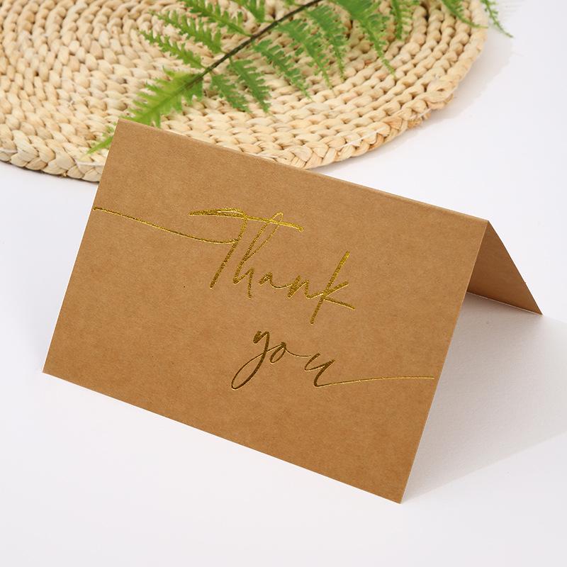 6pcs Thank You Folding Card Gift Kraft Message DIY Decoration Holiday Greeting Card Envelope Seaing Sticker Student Stationery
