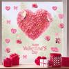 PVC Valentine's Day Window Stickers Love Heart Balloon Shape Pink Red Flower Rose Love Heart Window Decals Removable Static