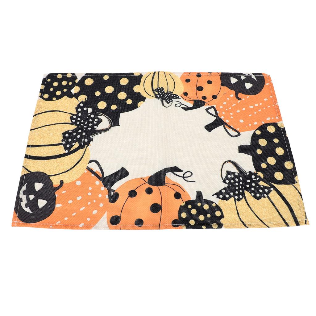 4 Pcs Pumpkin Placemats Set Linen Party Decoration Wrinkle Resistant Soft Fall Pumpkin Place Mats for Dining Kitchen