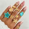 Vintage Flower Pearl Gold Plated Adjustable Ring Set for Women Open Finger Elegant Design  for Gifts and Special Occasions