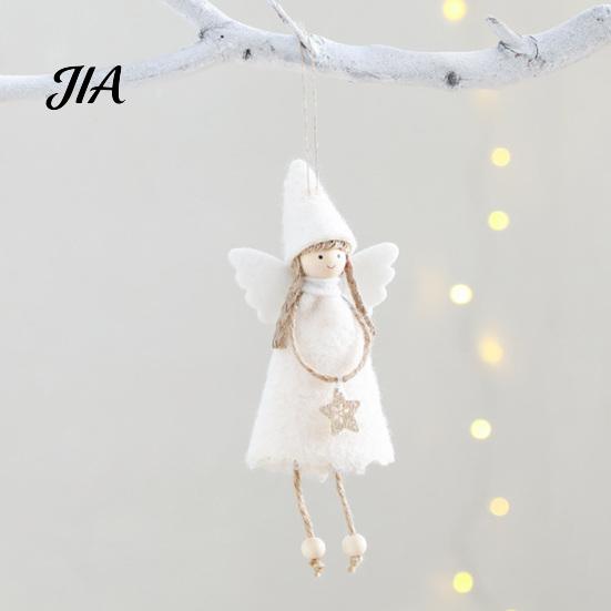 Soft Texture Home Decor Christmas Angel Doll Decoration, Plush Fairy Girl Pendant, Tree Hanging Decorative Garlands for Windows Ornament Winter