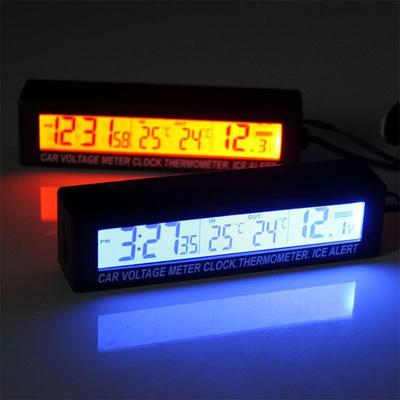 EC88 Auto-Thermometer + Uhr + Voltmeter, elektronische Uhr, zweifarbig, leuchtendes Werkzeug