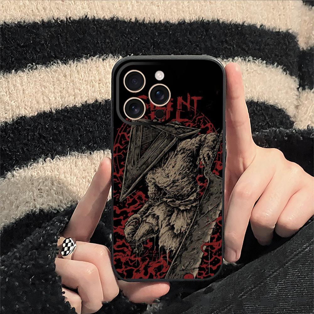 Classic thriller Pyramid Head Silent Hill Phone Case For iPhone 17 16e 15 14 13 12 Plus Mini Pro Max Soft black Shockproof Cover