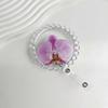 Orchid Design ID Card Badge Holder Clip Acrylic Resin Orchid ID Badge  For Women