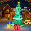 7.87FT Inflatable Toy Christmas Tree Decor Set Santa Snowman Gift Box Xmas Yard Ornament Supplies With LED Lit Xmas Festive Gift