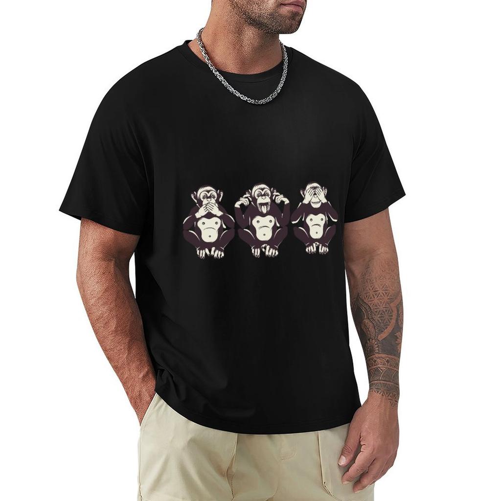 Three Wise Monkeys TShirt Basic Crew Neck Short Sleeve Top