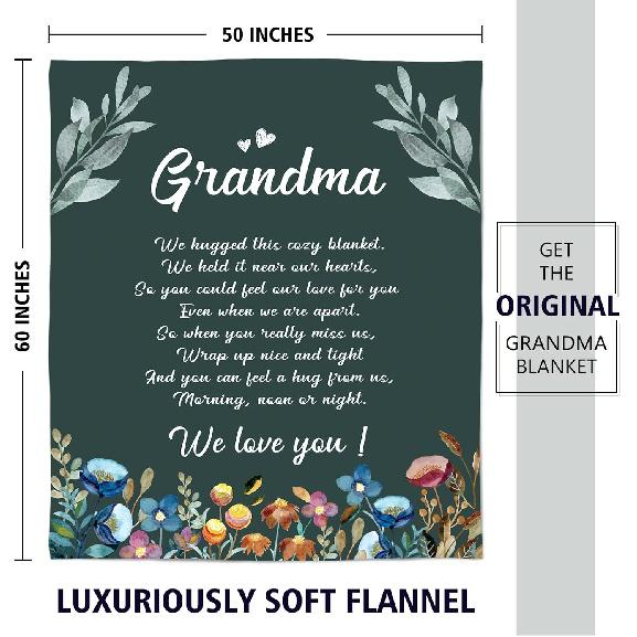 Afterprints Gifts for Grandma Blanket, Grandma Birthday Gifts, Mothers Day, Grandparents Day Present for Grandma from Granddaughter, We Love You Cozy