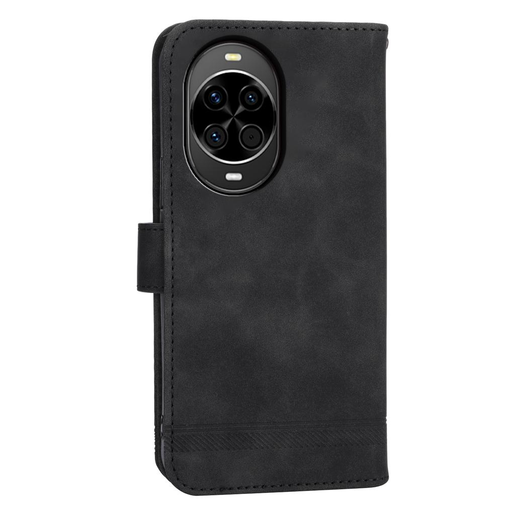 DIERFENG DF-03 For Huawei Nova 14 5G Case Lines Imprint Wallet Leather Phone Cover with Wrist Strap
