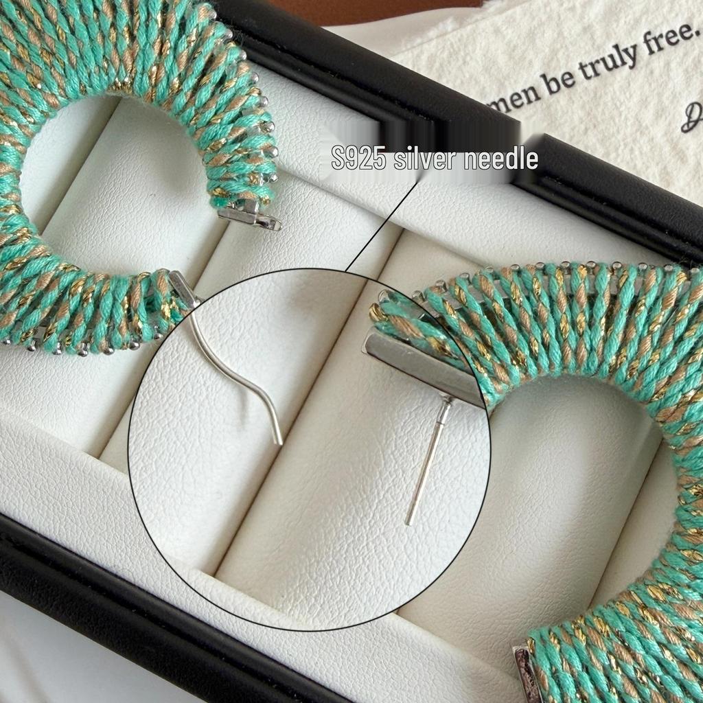 2025 Colorful Braided Wire Earrings: 925 Silver Needle, Niche Design, Light Luxury, European & American Retro Style.