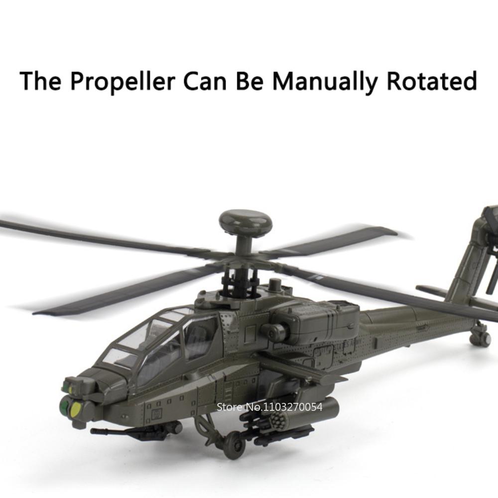 Modellino Elicottero AH-64 Apache 1/32 Giocattolo Modello in Lega pressofusa con Suono Luci Elica Metallica Rotante Giocattoli per Ragazzi Regali