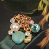 Vintage Gold-Tone Ocean Theme Brooch - Coral, Shells, Pearl & Crystals, Nautical Design, for Beach Style & Lovers, Ideal Gift