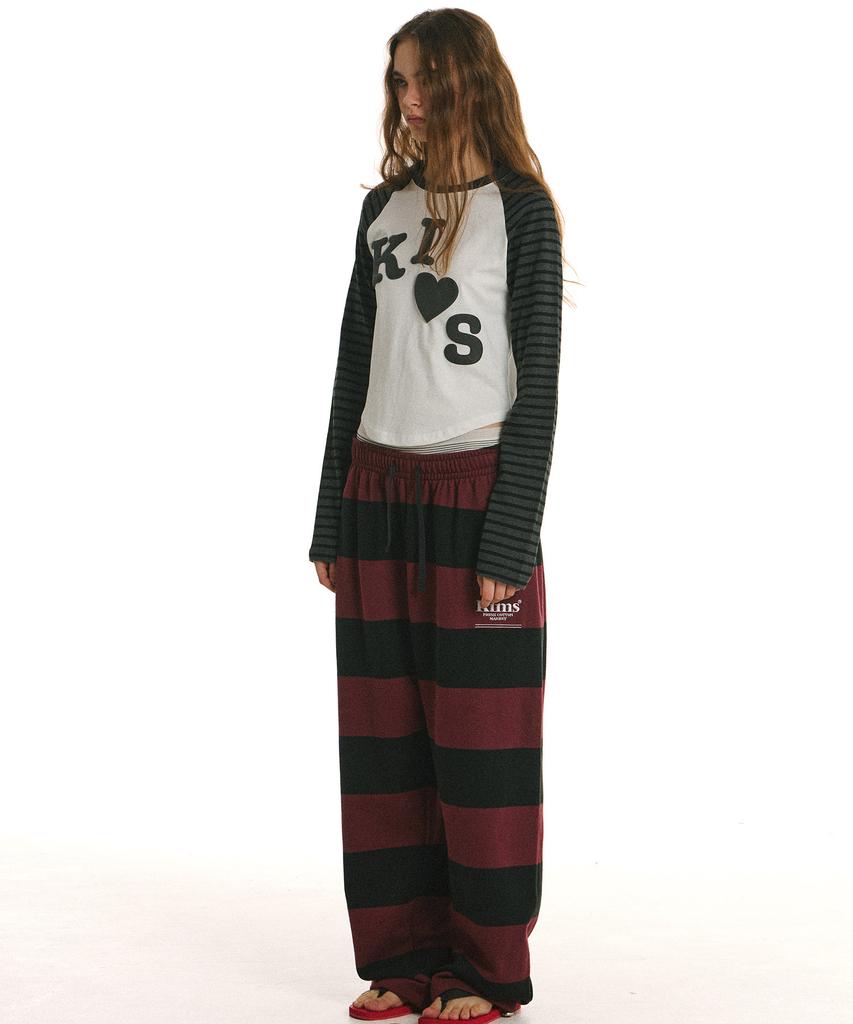 Kimseupeulesikoteunmakes Bold Stripe Sweatpants Red