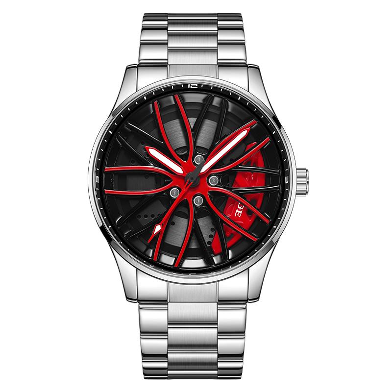 

LIGE Модные мужские часы Повседневные Креативные Вращающийся на 360° циферблат Водонепроницаемые мужские кварцевые часы серебряный/красный