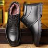 Men's shoes winter non-slip leather wool men's cotton shoes piled thickened lace-up snow boots men's large size 48 cotton leather shoes