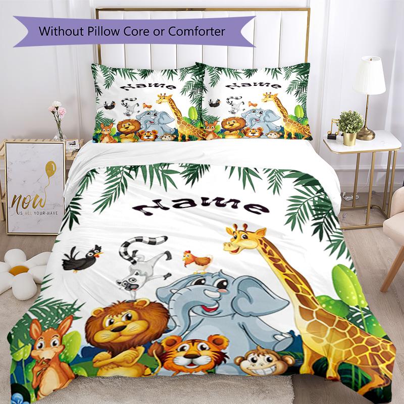 Animal666 Customize Your Name Bedding Set Breathable Duvet Cover With Pillowcases Decorative Bed Linen For Bedroom Home Decoration Birthday Gift