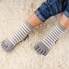 5 Paar Kinder Socken Dünn Gestreift Baumwolle Fünf-Finger für 4-12J Jungen Mädchen Lässig Sportlich Atmungsaktiv Fünf-Zehen Kleidung Zeug
