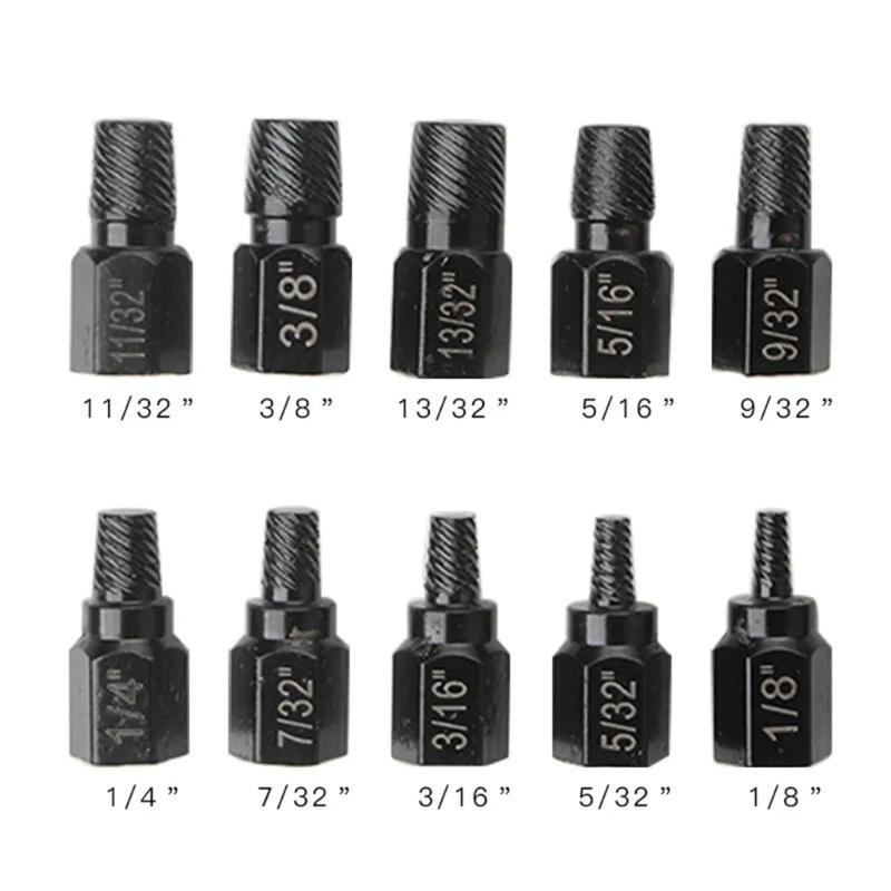 10 Pcs Damaged Broken Screw Extractor Easy Out Stripped Screw Remover Hexagon Head Bit Socket Wrench Bolt Remover Tool