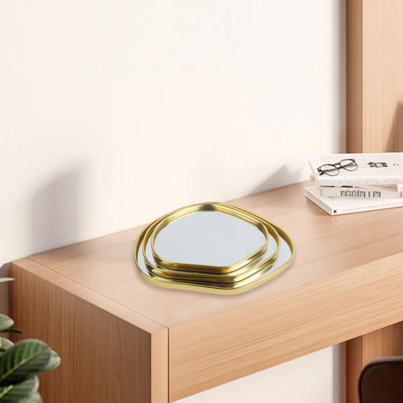 1Pc Potato-shaped Light Luxury Home Table Decoration Gold Nordic Shooting Props Jewelry Mirror Tray