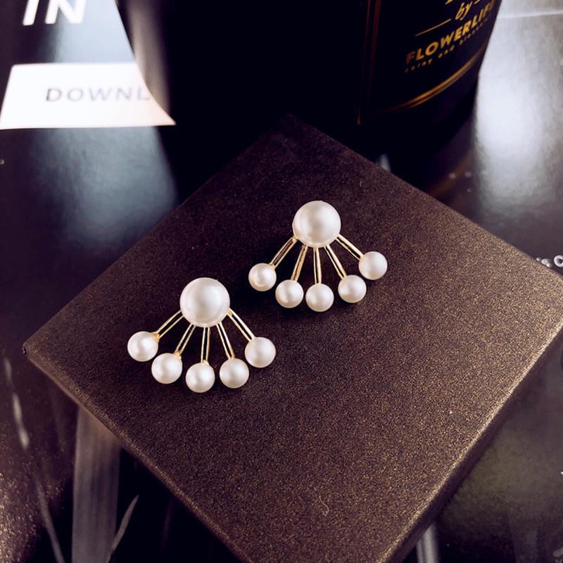 New Vintage Round Marble Opal Stone Big Stud Earrings Women Fashion Temperament Ear Stud Circle Pearls Stone Jewelry