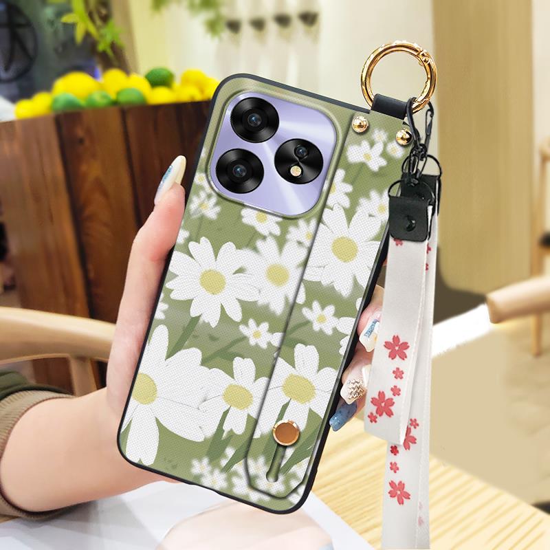 Fashion Design Wrist Strap Phone Case For UMIDIGI A15/A15C Protective Ring Anti-dust Back Cover Anti-knock Wristband