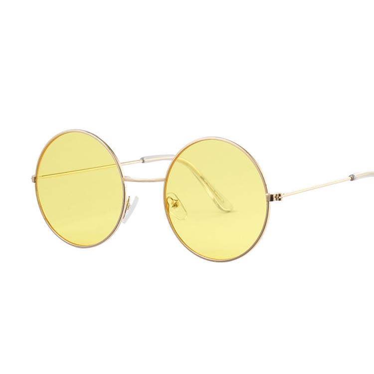 Outdoor Stylish For Female Retro Round Yellow Purple Sunglasses Woman Designer Sun Eyewear Male Alloy Mirror Oculos De Sol