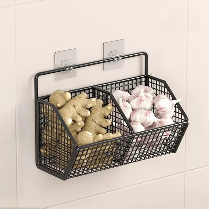 

Настенная стойка для хранения, бытовая неперфорированная полка для слива, кухонная полка для хранения специй, простая корзина для слива овощей и фруктов