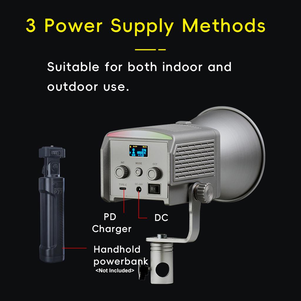 NiceFoto AR-600C Portable RGB Video Light 50W Photography LED Fill Light 2700K-6500K COB Studio