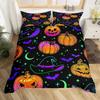 Halloween Duvet Cover Set Gothic Spooky Bedding Sets,Pumpkin Lantern Comforter Cover Horror Ghost Witch Hat Cat Bat Quilt Cover