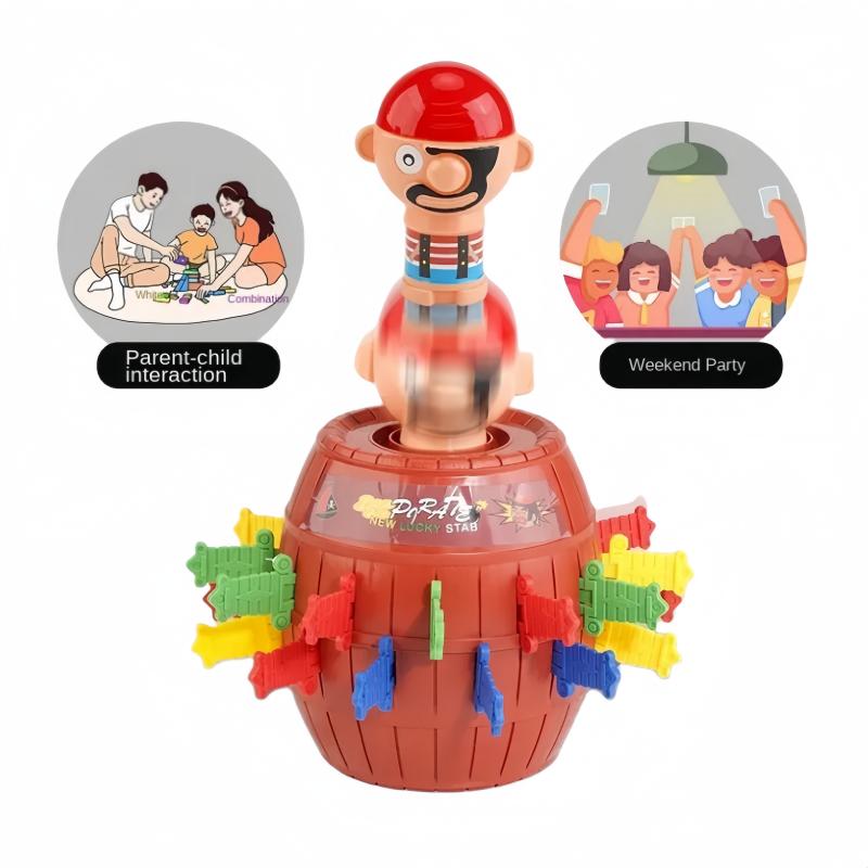 Funny Pirate Barrel Toy Lucky Game Jumping Pirates Bucket Sword Stab Tricky Toy Family Interactive Games Competitive Pk Toy Gift
