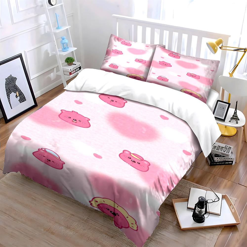 Cute Pink Cartoon Bear Bedding Set Bedding Set (1 Duvet Cover, 2 Pillowcases, Duvet Not Included)