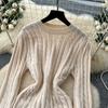 Autumn Winter Women Casual Full Sleeve Twist Knitted Sweater Short Pullover Sheath Dresses