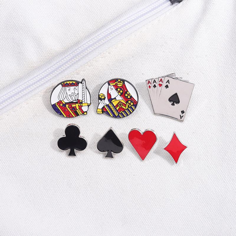 Accessori Creativi in Lega Smaltata per Semi di Poker: Ciondoli e Spille di Picche e Cuori