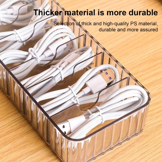 Anti-shock Universal Cable Storage Box Plastic Individual Grid Multi-use Cable Storage Holder for Home