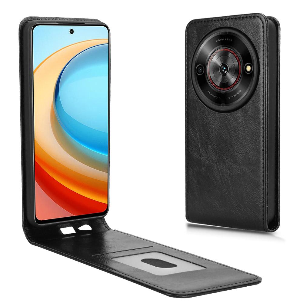 

Чехол для телефона для ZTE Blade A75 5G/nubia Focus/nubia Calf 5G Магнитный вертикальный откидной кожаный чехол со слотом для карт Black