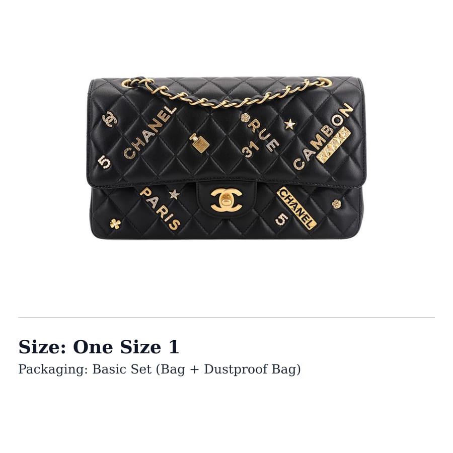 Chanel Classic Flap CF Lambskin Shoulder Bag, Crossbody Bag Women's Black A01112-B05518-94305