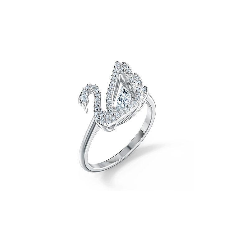 Swarovski Dancing Swan Crystal Inlaid Ring Women Rings White 5534842+5520712+5534843